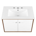 Modway - Transmit 30" Vanité de salle de bain murale - Blanc noyer-8