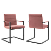 Modway - Savoy Performance Velvet Chaises de salle à manger Ensemble de 2 - Rose poussiéreuse-Fauteuil à manger Glam Deco