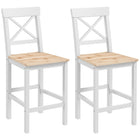 HOMCOM - Tabourets de bar hauteur comptoir avec dossier croisé et repose-pieds - naturel - paquet de 2-Emballé par lot de 2, parfait pour partager une boisson conviviale à deux 

