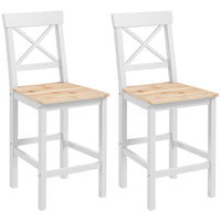 HOMCOM - Tabourets de bar hauteur comptoir avec dossier croisé et repose-pieds - naturel - paquet de 2-Emballé par lot de 2, parfait pour partager une boisson conviviale à deux 
