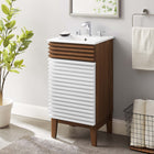 Modway - Render 18" Armoire à coiffeuse de salle de bain - Blanc Noyer Blanc-Porte à fermeture douce