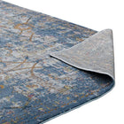 Modway - Minu Treillis floral vieilli Tapis de 5 pi l x 8 pi L - Bleu, Gris, Jaune et Orange-Haute densité / Tissé à la machine
