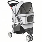PawHut - Poussette pour animaux de luxe à 3 roues avec frein, auvent, porte-gobelets - gris-Conception légère et pliable pour faciliter le rangement et le transport 
