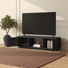 Hudson&Canal - Meuble TV Dorian pour téléviseurs jusqu'à 65 pouces - Grain noir-Dimensions du produit : 15,75" L x 58" l x 16" H