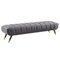 Modway - Adept Performance Velvet Banc - Gris-Établi chic Mid-Century Modern