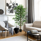 HOMCOM - Arbre artificiel ficus 6 pi pour décoration intérieure - vert-Pots de pépinière robustes offrant une base stable  
