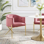 Modway - Savour Touffe Performance Velvet Fauteuil à manger d’accent - Rose poussiéreuse-Velours de performance résistant aux taches