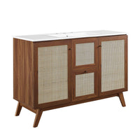 Modway - Soma 48" Vanité de salle de bain à un seul lavabo - Blanc noyer-MDF et panneau de particules