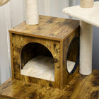 PawHut - Enclos pour bac à litière avec arbre à chat, condo - poteaux à griffer-Couleur : Marron rustique, Beige, Blanc crème 