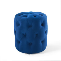 Modway - Amour Ronde à boutons touffés Performance Velvet Ottoman - Marine-Ottoman à accents à boutons touffés