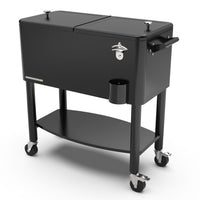 Permasteel - Glacière de patio roulante 80 pintes avec séparateur et étagère - noire-Sa grande capacité de 80 pintes offre un espace généreux pouvant contenir jusqu’à 110 canettes de 12 oz, plus de la glace.