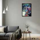 Wayne Gretzky Edmonton Oilers Jumping Over Bench sur toile - Toile encadree - 22" x 31"-Prêt à accrocher - livré entièrement assemblé