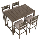 Modway - Eleni 5 pièces Terrasse extérieure Bois de teck Bar Set - Caillou gris vieilli-Capsules de pied non marquées