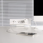 MotionGrey - Barre d’alimentation à pince pour bureau avec parasurtenseur et port USB-C - 3 prises et câble plat de 6 pieds - Blanc-6