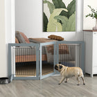 PawHut - Barrière pour animaux autoportante - pliable avec 2 pieds de support - gris-Composé de trois panneaux, fixés ensemble avec des charnières solides 
