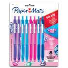 Sharpie - Stylos à bille rétractables Paper Mate InkJoy - pointe moyenne - 1,0 mm - couleurs de bonbons éclatants - Paquet de 8-Une encre ultrafluide aux couleurs vives pour vous amuser et laisser libre cours à vos idées