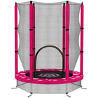 Qaba - Trampoline pour tout-petits 55 po avec filet de sécurité, pour enfants de 3 à 6 ans - rose-Tapis de saut résistant à l'usure avec un motif mignon et attrayant 