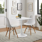 Modway - Lippa 28 po Carré Bois Table à manger, Blanc-Socle métallique résistant aux éclats