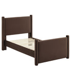 Modway - Rael Performance Velvet Lit à plateforme jumelle, Marron chocolat-Sellerie en velours Performance résistante aux taches
