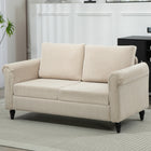 HOMCOM - Canapé loveseat avec accoudoirs courbés - beige-Le rembourrage en mousse profonde procure un confort enveloppant 