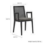Modway - Monarch Bois et rotin Fauteuil à manger - Noir Noir Gris-Rembourrage en mousse dense