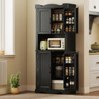 HOMCOM - Armoire de cuisine 73 po avec étagères de porte - noir-Les étagères de porte sont équipées de garde-corps pour éviter que les objets ne tombent 