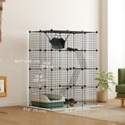 PawHut - Cage pour chat 4 niveaux, parc pour animaux DIY avec hamac, plateformes, rampes-49 panneaux personnalisables permettant de créer des formes et tailles de cage sur mesure 