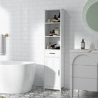 Kleankin - Armoire colonne pour salle de bain avec trois étagères ouvertes - blanc-Le style moderne s’harmonise avec tout type de décoration intérieure 