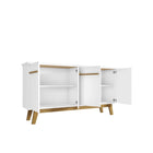 Manhattan Comfort - Buffet moderne mi-siècle Yonkers 160 cm (62,99 po) - Blanc-Style de porte à ouverture à 90° avec fonction de fermeture en douceur