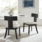 Modway - Peregrine Bois et tissu rembourrés Chaises de salle à manger Ensemble de 2 - Ivoire à tissage noir à bruyère-Tissu tissé en bruyère