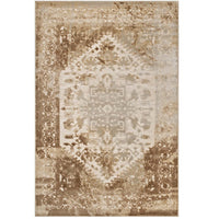 Modway - Rosina Médaillon vintage vieilli Tapis de comédie 8 pi l x 10 pi L - Tan and Cream-Tissage texturé à poil bas et doux