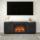 Hudson&Canal - Meuble TV Tillman avec foyer à bûches de 26 po pour téléviseurs jusqu'à 75 po - Grain noir-Fabriqué à partir de matériaux MDF robustes en grain noir