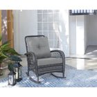 Manhattan Comfort - Fauteuil à bascule traditionnel d'extérieur Fruttuo 75 cm (29,52") - Gris mélangé-Coussins amovibles avec fermeture éclair fabriqués en tissu imperméable de haute qualité tissu lavable