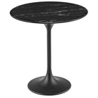 Modway - Lippa Rond de 20 po Faux marbre Table d’appoint - Noir-Table d’appoint moderne