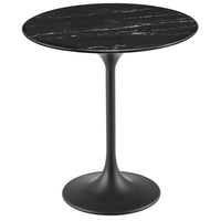 Modway - Lippa Rond de 20 po Faux marbre Table d’appoint - Noir-Table d’appoint moderne