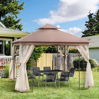 Outsunny - Pavillon de patio 10 pi l x 10 pi L - auvent de pavillon d’extérieur - brun-La housse en polyester est imperméable et protégée contre les UV pour offrir une protection complète