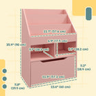 HOMCOM - Étagère à livres multi-étagères pour enfants avec tiroir de rangement - Rose-MDF pour une structure robuste avec des courbes sur les bords 