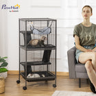 PawHut - Cage à 4 niveaux pour lapin, cochon d’Inde, furet, rat, hamster - 45 po H - gris argenté-Un hamac inclus pour un bon repos 