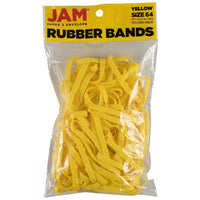 JAM Paper - Élastiques durables - taille 64 - jaunes - multi-usages - Paquet de 100-Couleur : Jaune | Élastiques colourés