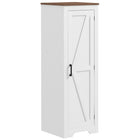 HOMCOM - Armoire de rangement style ferme avec étagère réglable pour salon - blanc-Le design de porte de grange à flèche gauche apporte un charme rustique de ferme 