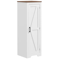 HOMCOM - Armoire de rangement style ferme avec étagère réglable pour salon - blanc-Le design de porte de grange à flèche gauche apporte un charme rustique de ferme 