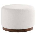 Modway - Tilden Grande boucle ronde de 23" rembourrée Rembourré Ottoman - Noyer des nuages-Tissu boucle Tissu Rembourrage