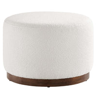Modway - Tilden Grande boucle ronde de 23" rembourrée Rembourré Ottoman - Noyer des nuages-Tissu boucle Tissu Rembourrage