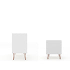 Manhattan Comfort - Rockefeller commode et table de chevet style milieu du siècle moderne - blanc - ensemble de 2-Garantie limitée du fabricant de 30 jours