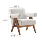 Modway - Lyra Tissu Fauteuil - Tissu ivoire - Ensemble de 2-Coussins non amovibles
