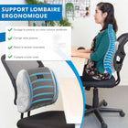 Mount-It - Oreiller de soutien lombaire ErgoActive-Les sangles réglables s'adaptent à toutes les chaises