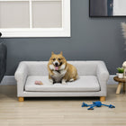PawHut - Canapé moderne pour animaux, chat ou lit moyen/grand avec coussin de siège amovible - gris clair-Accoudoirs larges, servant de plateforme pour que les animaux se reposent et jouent 