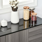 HOMCOM - Buffet latéral haute brillance 46,1 po L avec 2 tiroirs - gris et noir-Portes à ouverture push-click pour plus de praticité 