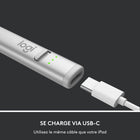Stylet numérique Logitech Crayon USB-C pour iPad (2018 et versions ultérieures) - Argent-La technologie de rejet de la paume ignore les touches parasites