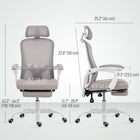 HOMCOM - Fauteuil de bureau ergonomique inclinable - gris-Roulettes en PU silencieuses glissant sans bruit sur le sol sans provoquer de rayures 